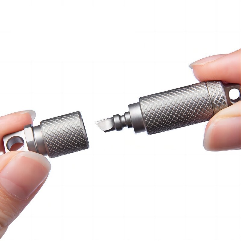 Titanium Waterproof Pill Case Holder Organizer Quick Release Swivel Keychain EDC