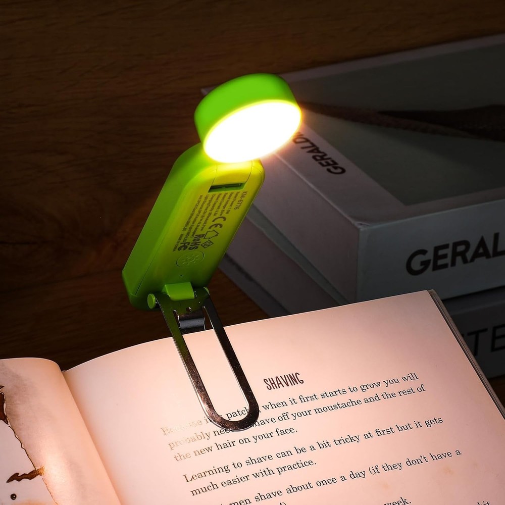 USB Rechargeable Book Light, Blue Light Blocking Clip On Bookmark Shaped Light