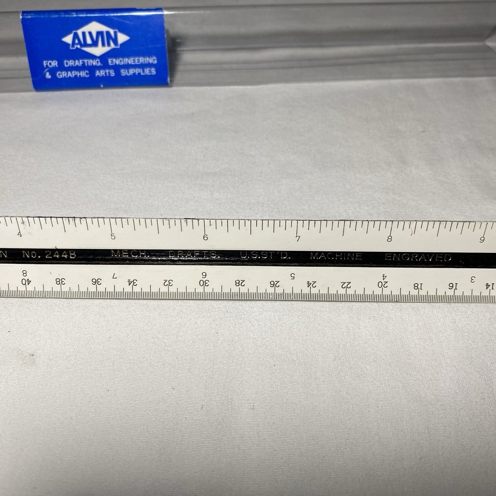 Alvin 244B Drafting Engineer Scale 12” Triangular Ruler W/Case Bamboo Japan Used