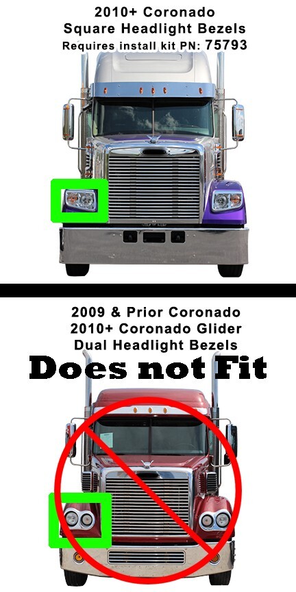 Mesh Plain Bug Screen Fits Freightliner Coronado 2010 & Newer Square Headlights