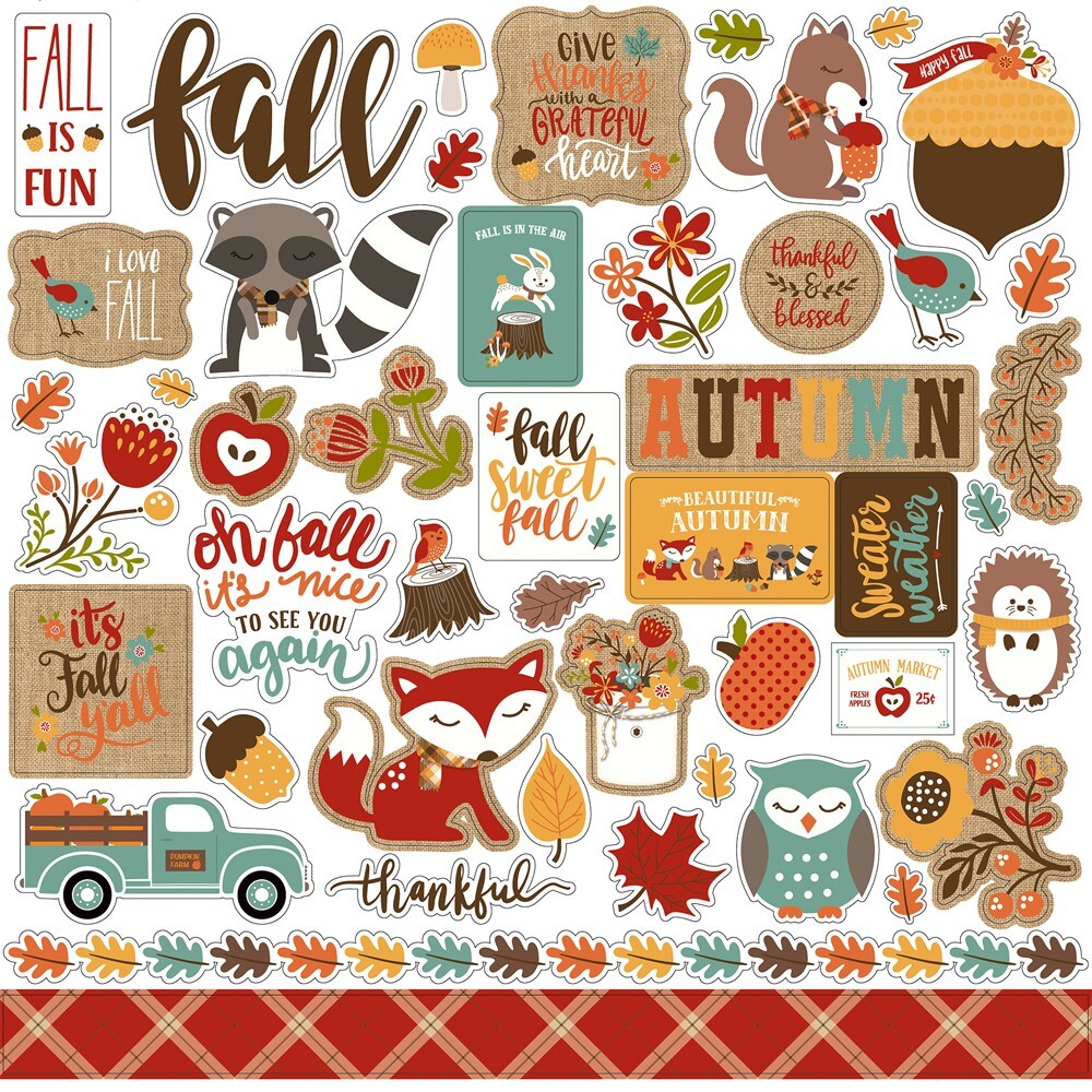 CELEBRATE AUTUMN 12x12 Element Stickers Echo Park Fall Scrapbook Cardmaking