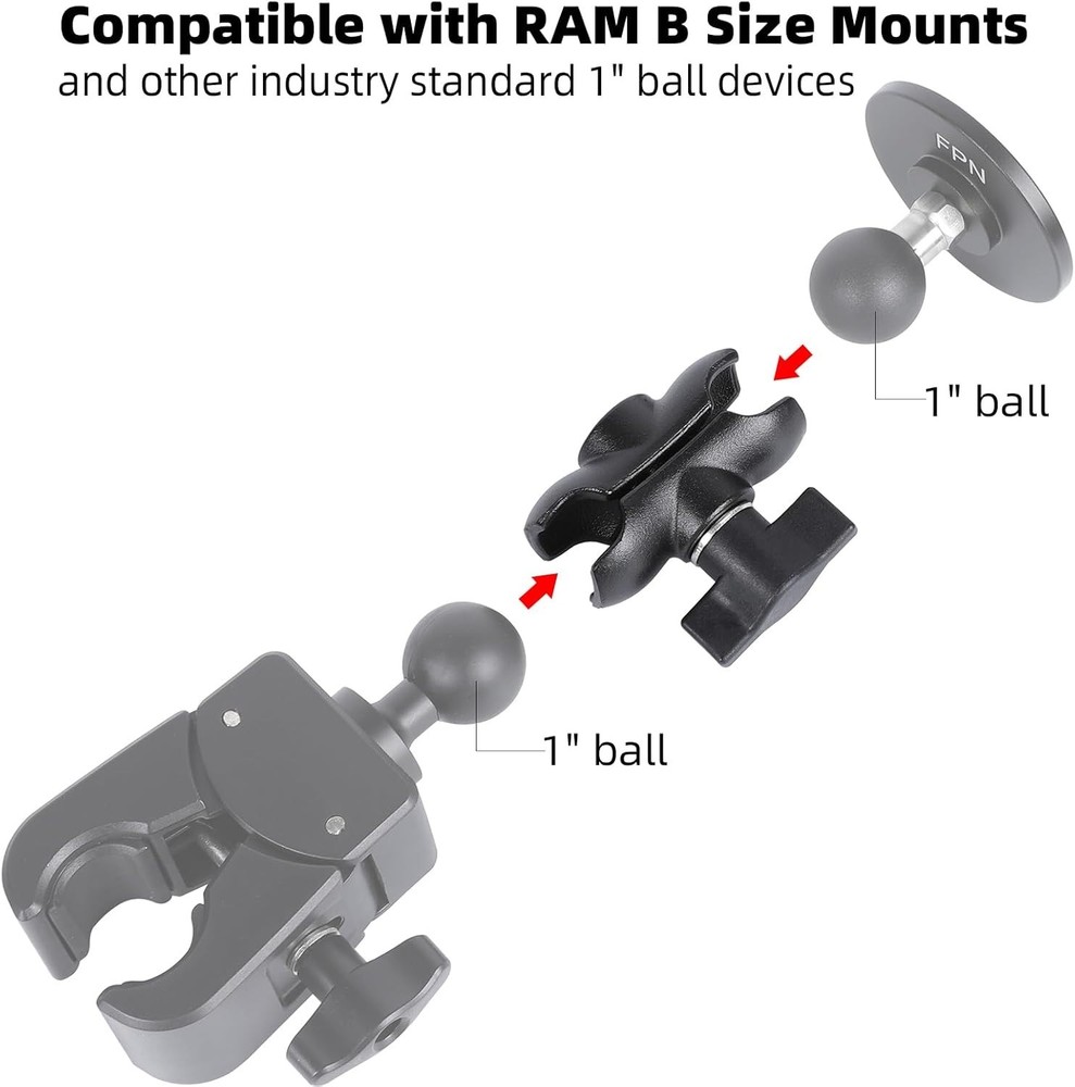 Aluminum Double Socket Arm - Adjustable Mount for RAM B Size 1" Ball Adapters