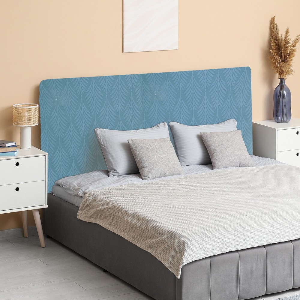 Bed Headboard Slipcover, 59" Jacquard Stretch Protector Covers, Blue