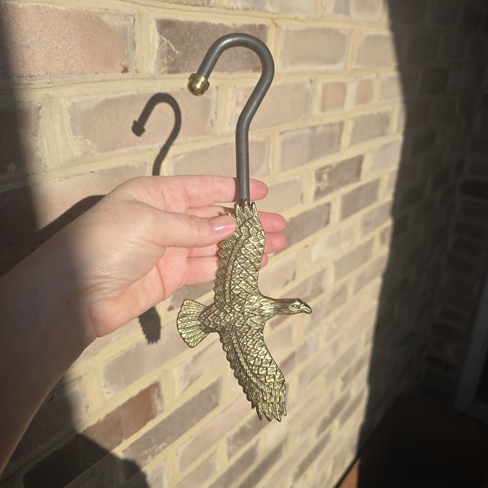 Vintage Solid Brass Eagle Damper Fireplace Hook Andrea Sadek NOS