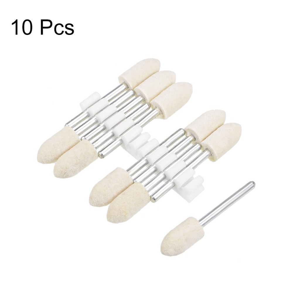 8mm Wool Felt Mounted Points Tapered Polishing Buffing Wheels 10 Pcs