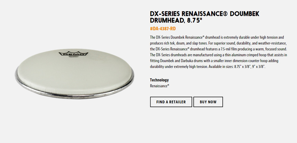 DOUMBEK DRUMHEAD, 8.75", DX-SERIES RENAISSANCE.