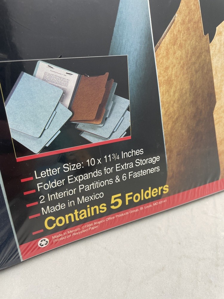 Globe Weis Durable Pressboard Classification Blue Folders 5-Pack Sealed 61022