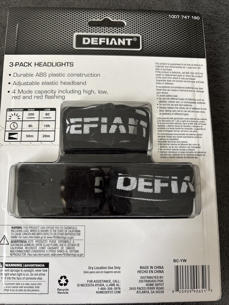 Defiant 200 Lumens Headlight (3-Pack)