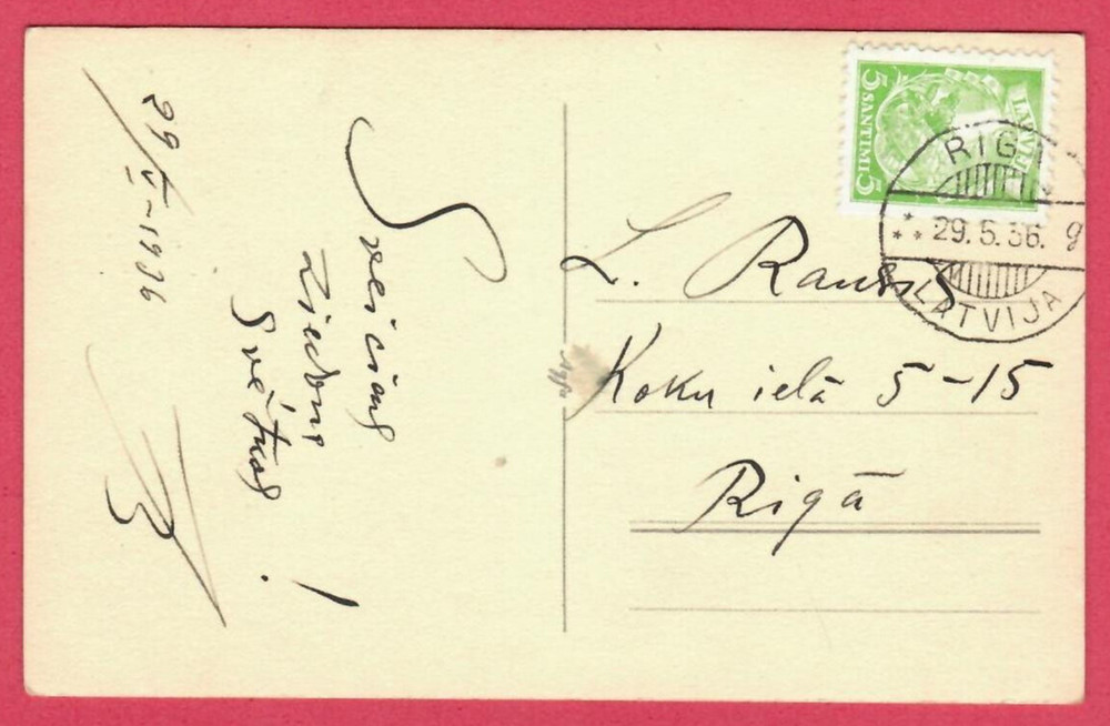 1936 LATVIA POSTCARD USED RIGA 1426