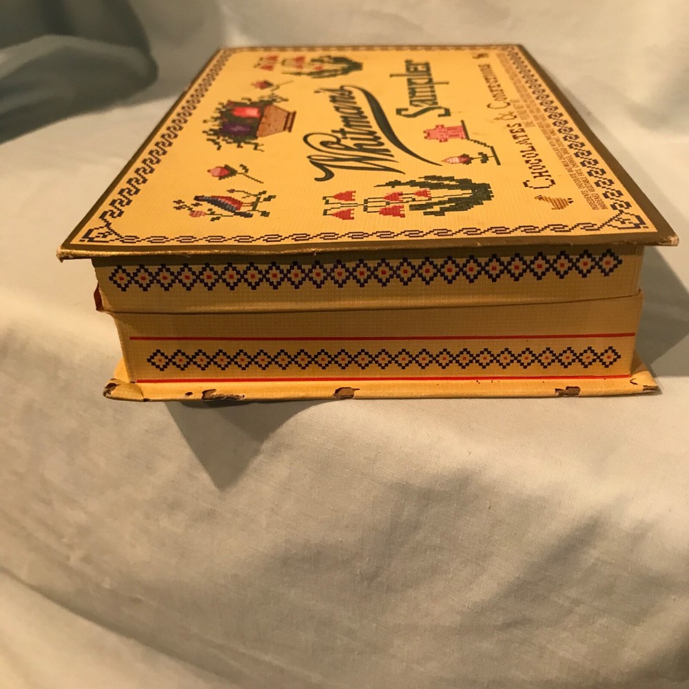 Whitman's Chocolates & Confections Cross Stitch Sampler Empty Hinged Box $11.99