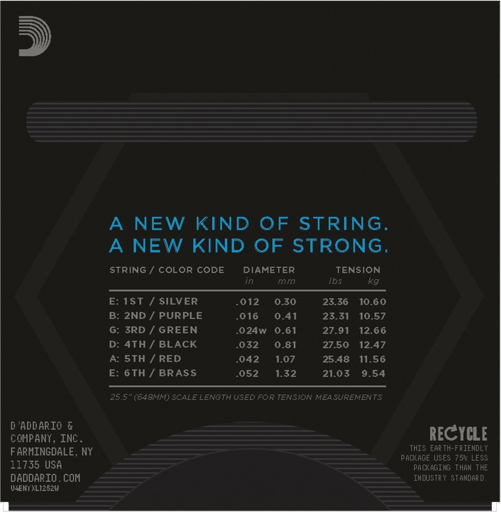 D'Addario NYXL1252W Electric Guitar Strings Wound 3rd String