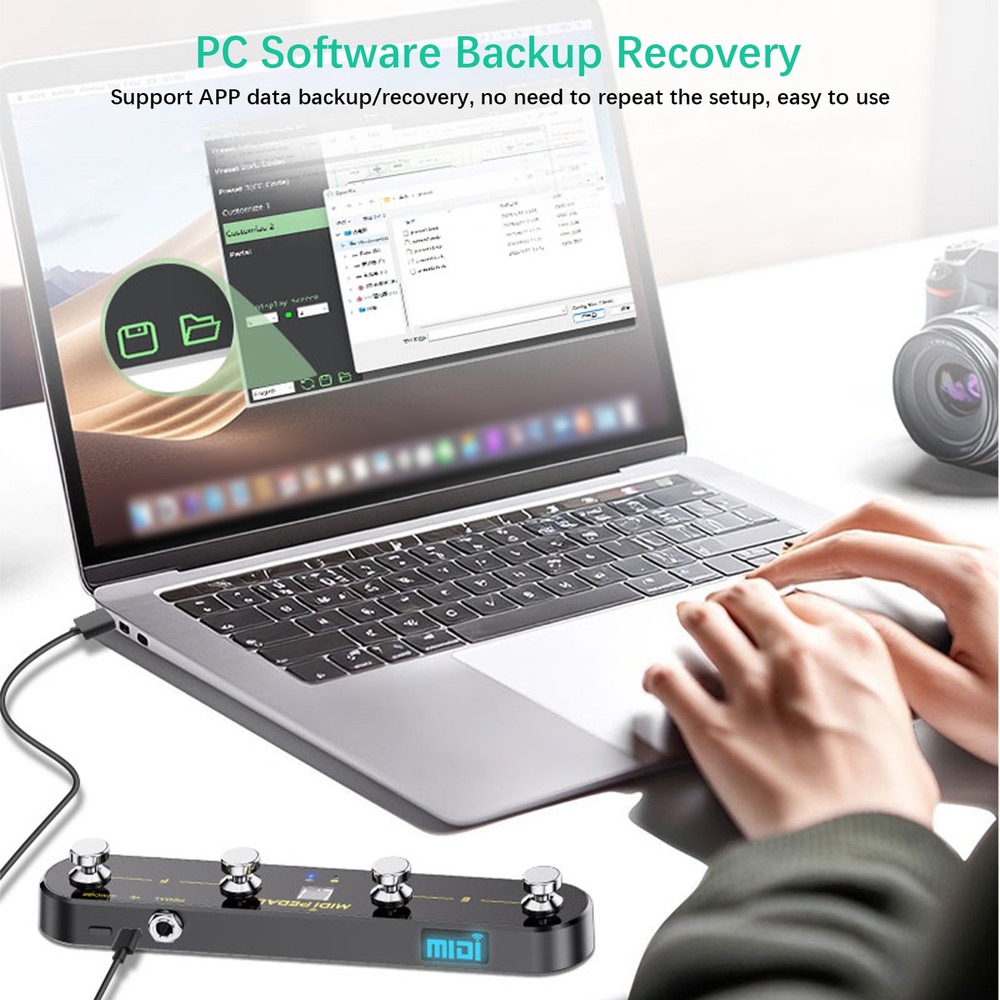 Wireless MIDI Controller Pedal 5 Modes Digital Display For Musicians VTOS