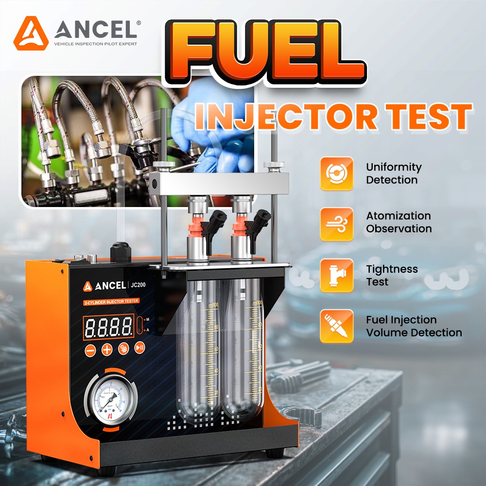 ANCEL JC200 2-Cylinder Injector Cleaner with Spray Pattern and Flow Test功能