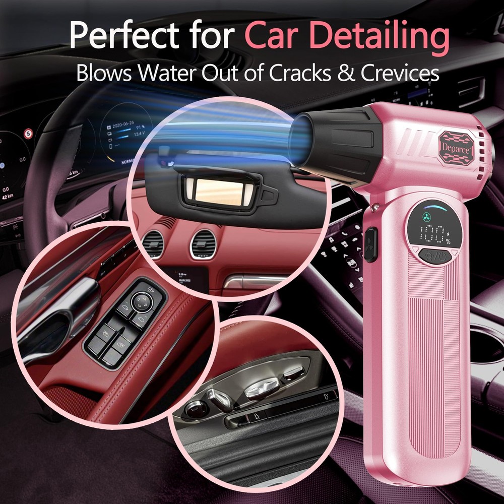 Duster, Compressed Duster Pink, Rechargeable Cordless with Adjustable Speed, ...