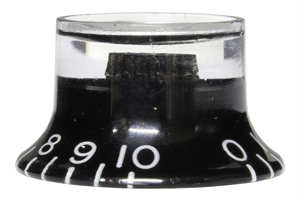 Bell Hat Knobs Black Silver Reflector for Import guitars 4pk