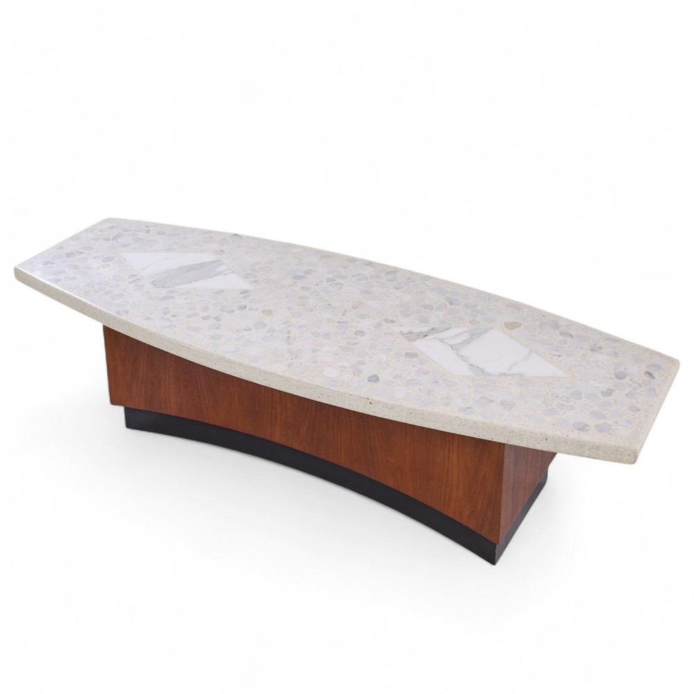 Harvey Probber Mid Century Terrazzo and Walnut Coffee Table