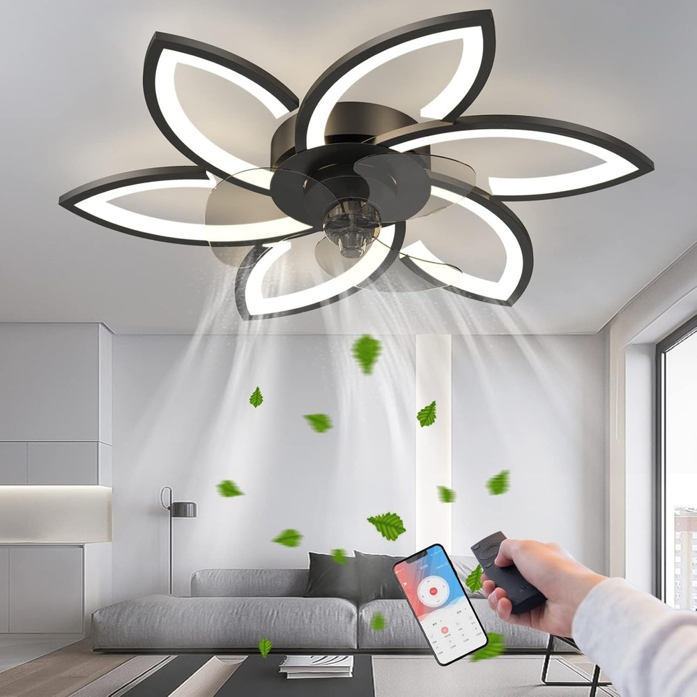 LED Low Profile Ceiling Fan Light Silent Dimmable Fan Light with Remote Control
