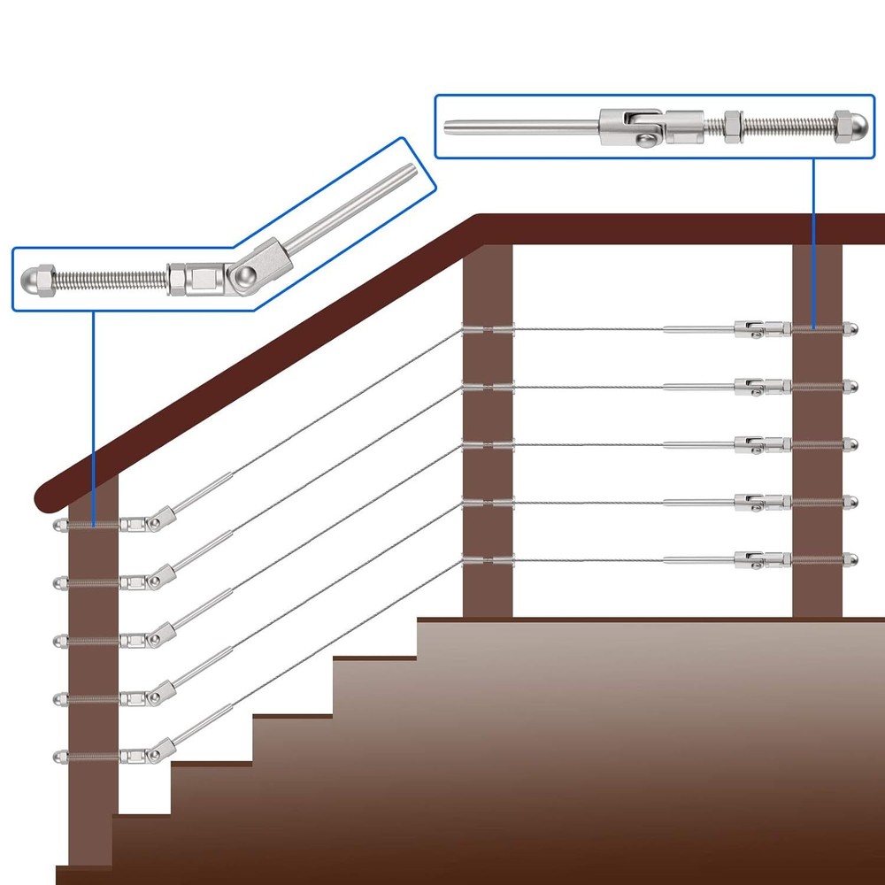 10 Pack 6" Long Angled Swage Threaded Stud 1/8" 180 Degree Adjustable Angle NEW
