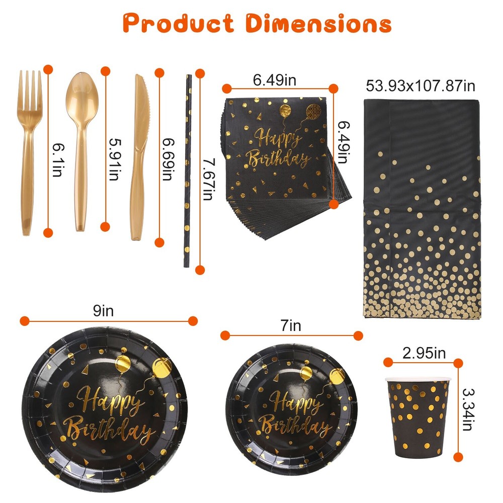 Disposable Dinnerware Set (25 Guests) Plastic Plates Cups Fork for Party Wedding