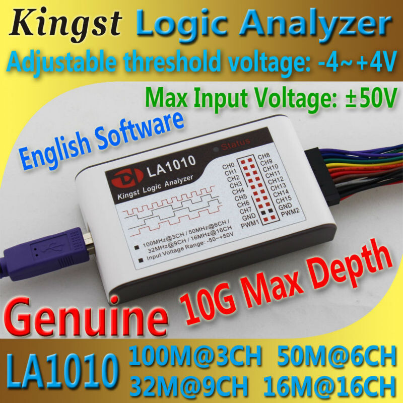 New LA1010 16CH 100MHz USB Logic Analyzer ARM FPGA Kingst