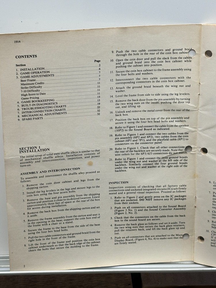 ORIGINAL-WILLIAMS-BIG STRIKE-INSTRUCTION MANUAL