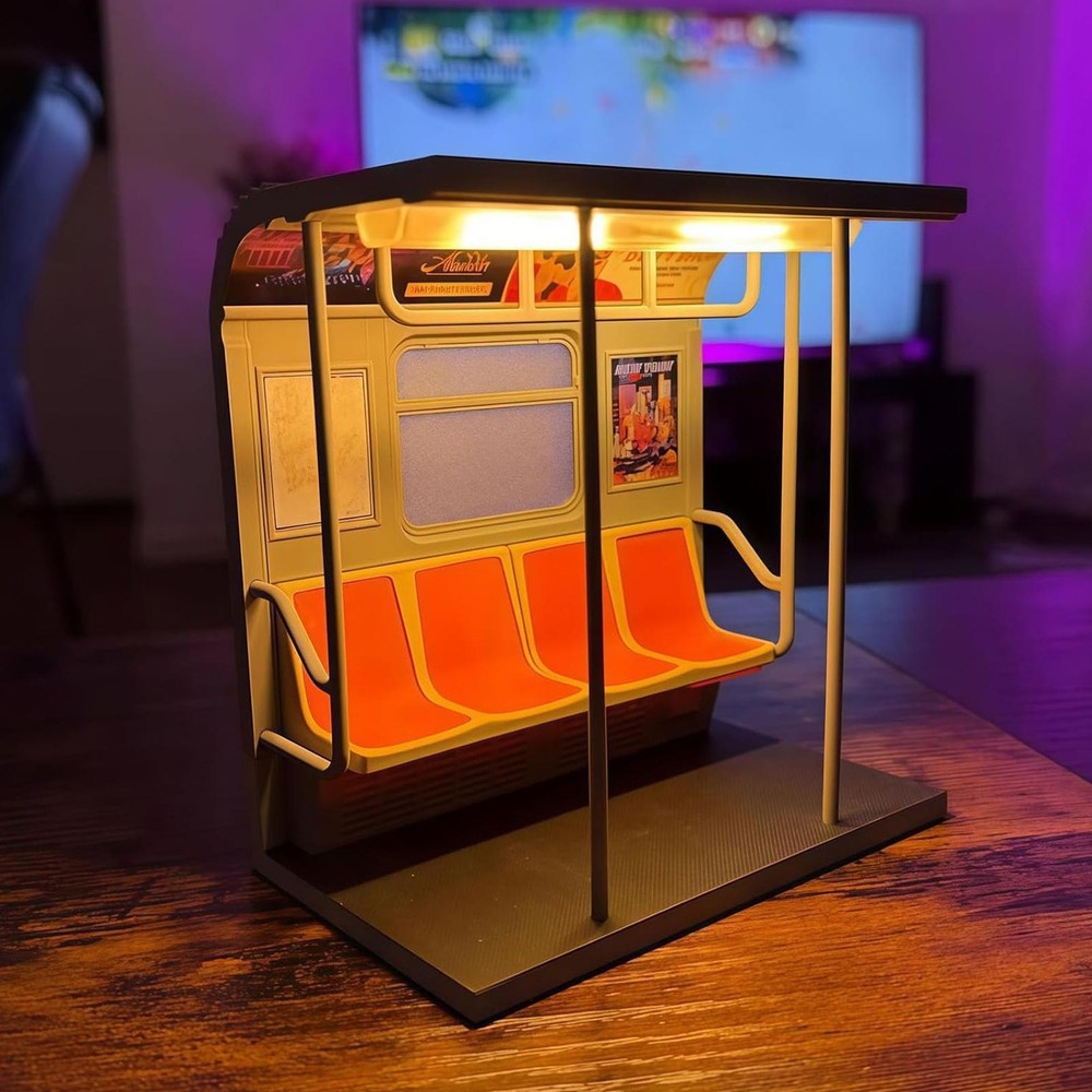 Subway Train LED Light Retro LED Statue Nightlight with 3 Replaceable