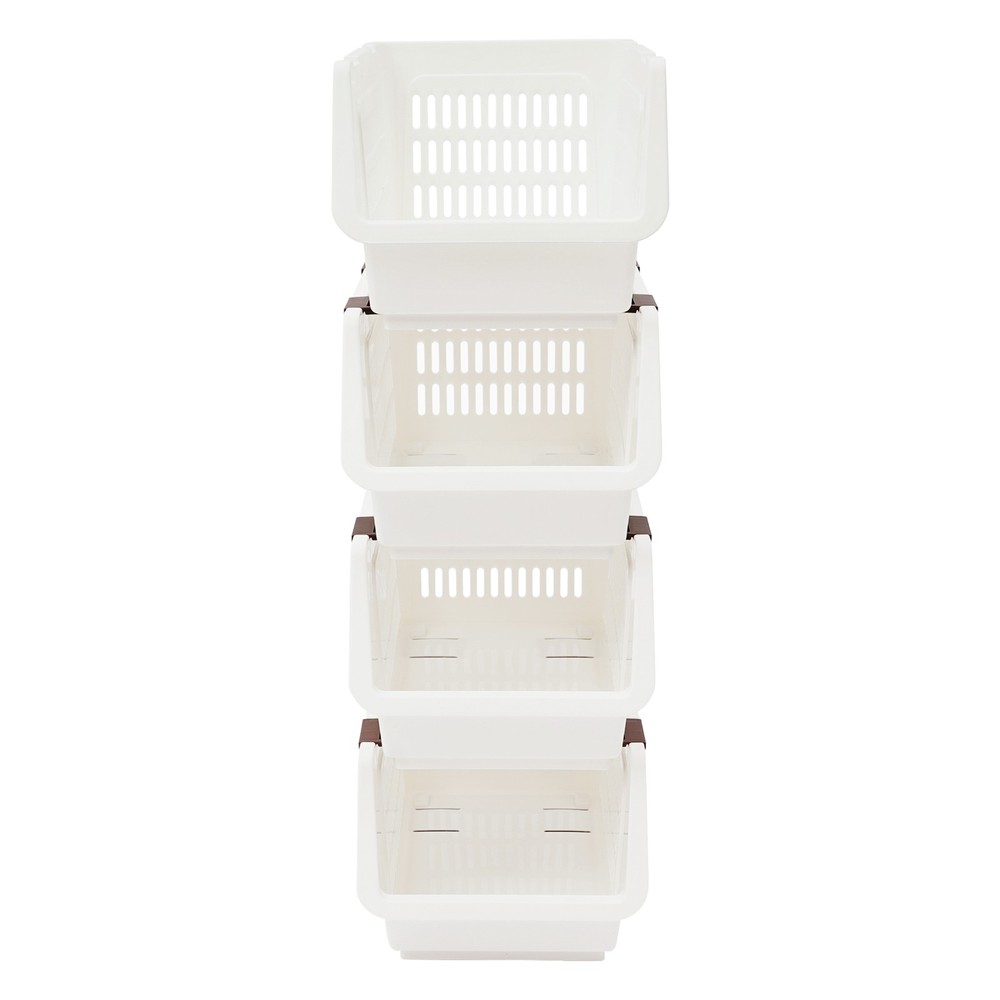 4PCS Stacking Storage Baskets Stackable Organizer Baskets Modern Storage Bins PP
