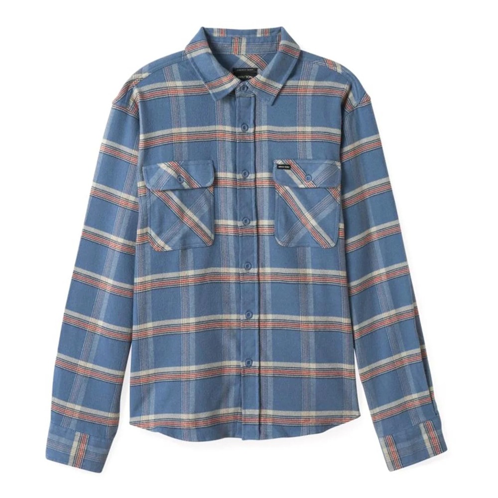 Size Medium Brixton Bowery Stretch Flannel Blue / Grey