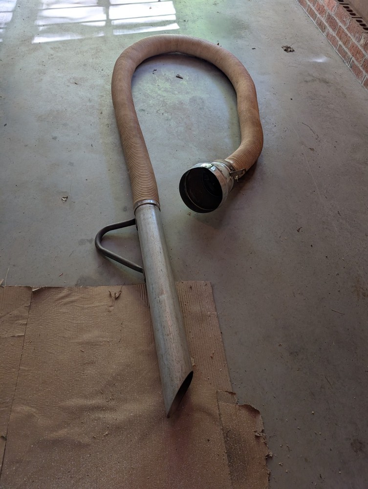 Leaf vacuum hose - 14' long, 4" hose w/ 8" adapter