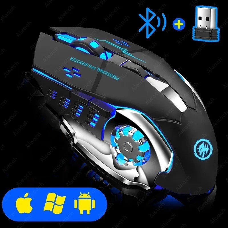 Bluetooth Rechargeable Wireless Gaming Mouse RGB Backlit USB PC Gamer Mouse