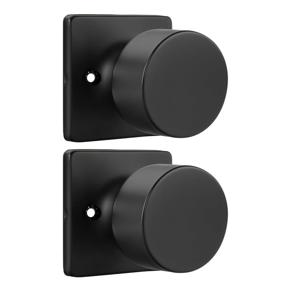 Matte Black Dummy Door Knobs No-Function, Single-Side Black Door Knobs for Ha...