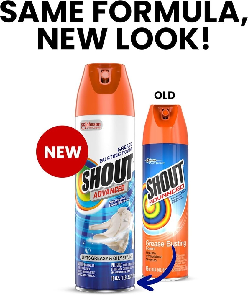 Shout Advanced Grease Busting Foam, Laundry Stain Remover