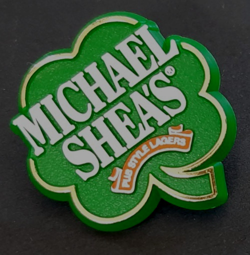 Plastic Lapel Pin ONE Michael Shea's Pub Style Lagers 1"