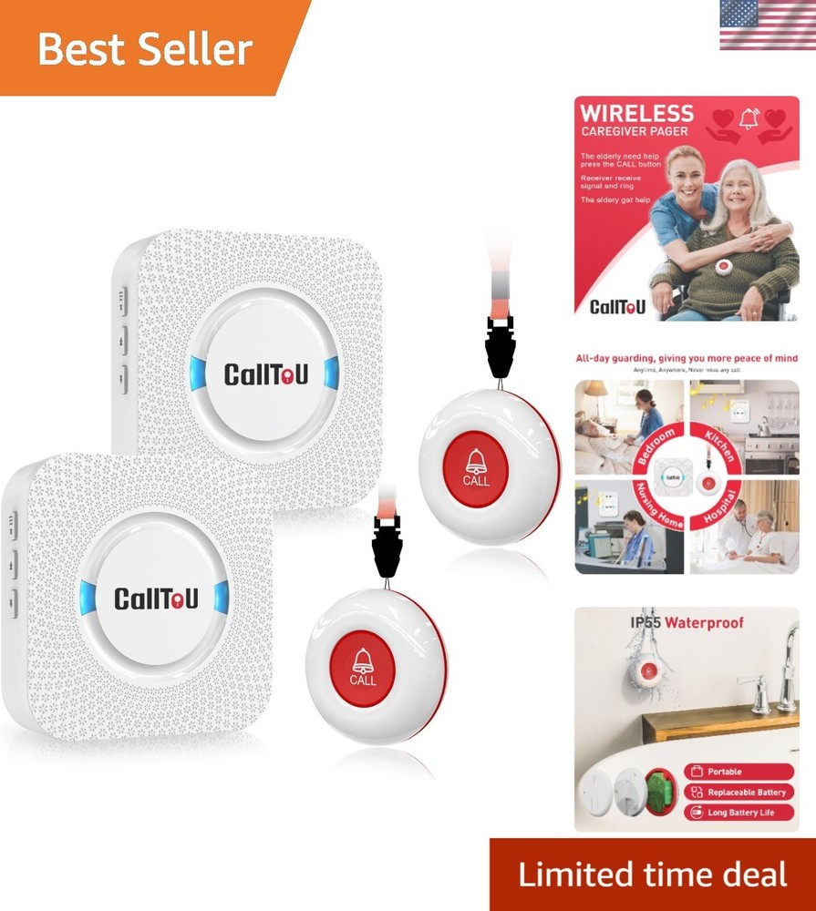 Caregiver Alert System - 500 ft Range, Battery Powered, Touch Control Design