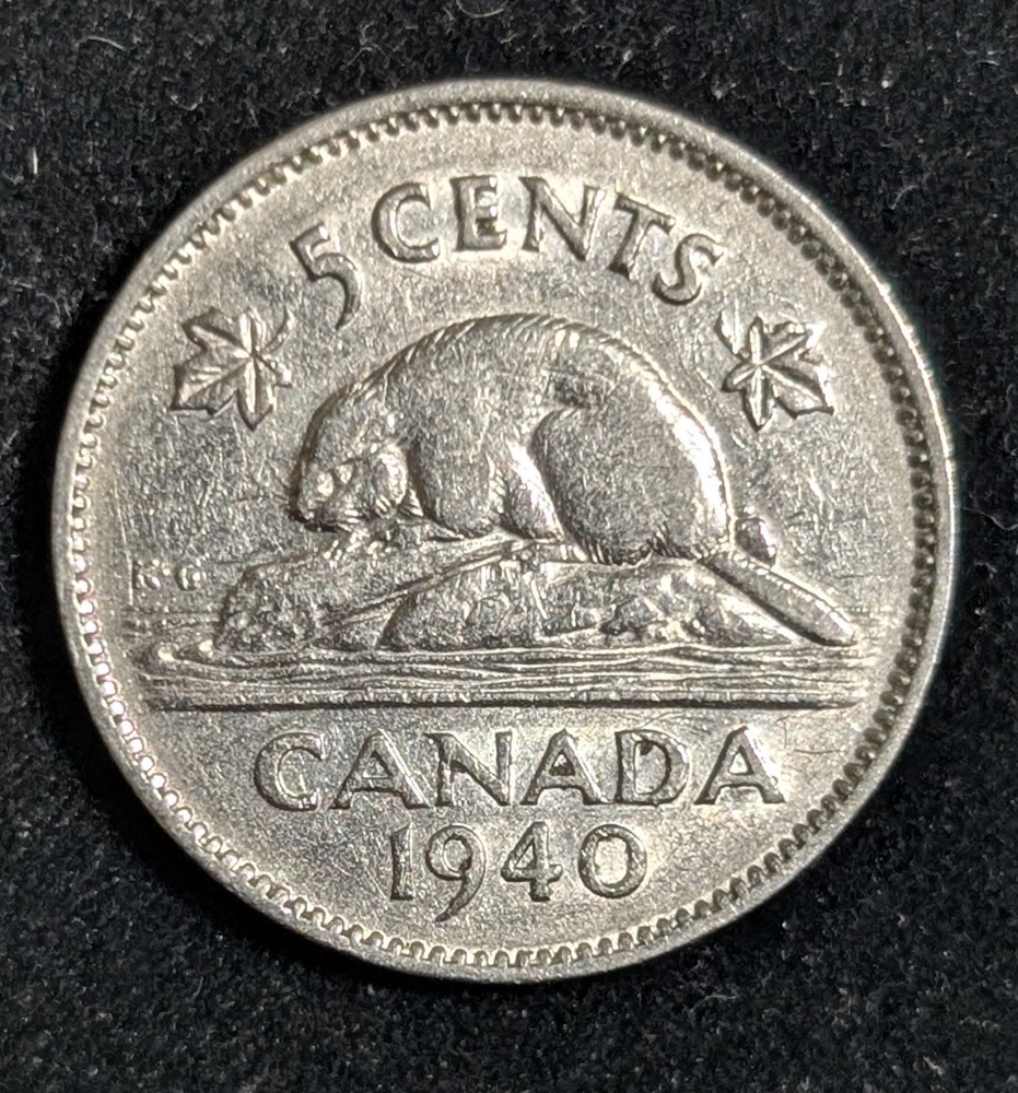 1940 Canada 5 Cents Circulated KM# 33
