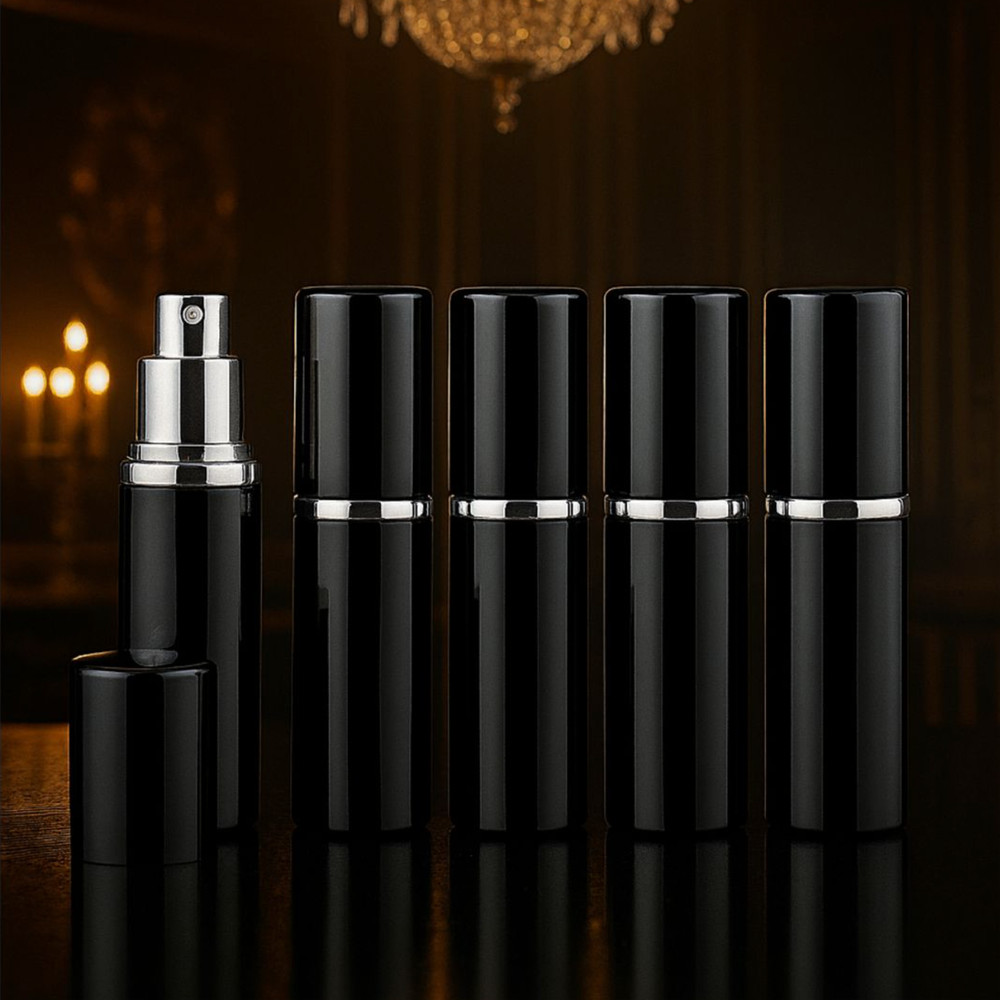 10-Pack • 5ml Black Glass Spray Bottles - Refillable Perfume Atomizers