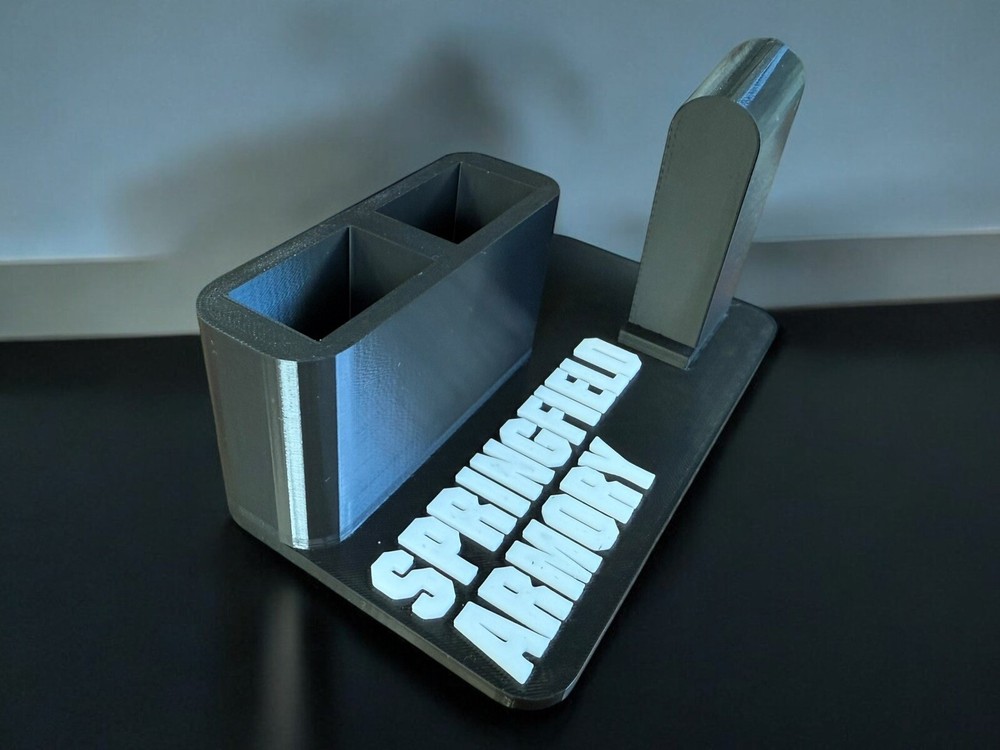 Springfield Armory Hellcat Pistol Display Stand Black And White