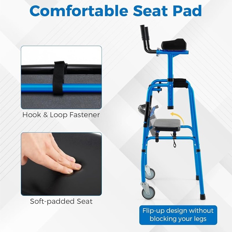 Foldable Portable Rolling Walker Adjustable Height Aluminum Mobility Aid New