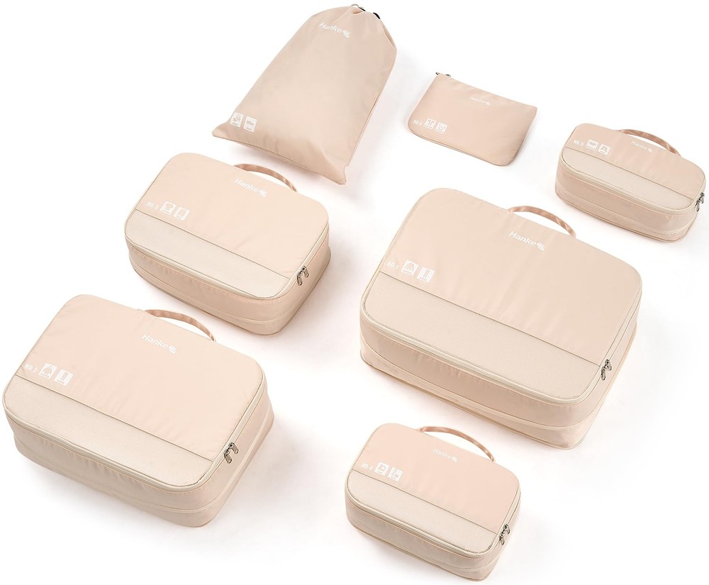 7 Set Compression Packing Cubes for Travel, Expandable Large Packing Cubes fo...