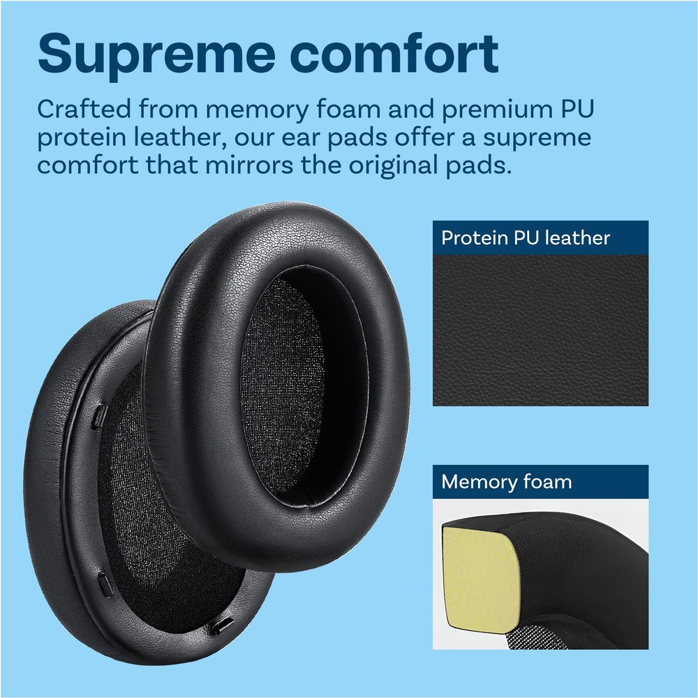 Replacement Ear Pads for Sony WH‑XB910N - Memory Foam Black