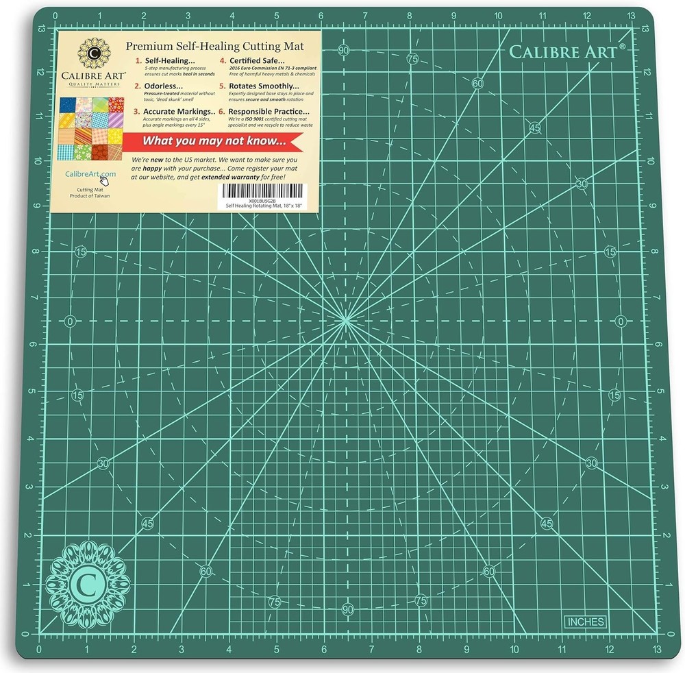 Rotating Self Healing Cutting Mat 14x14 13" Grid Perfect Quilting & Art Projects