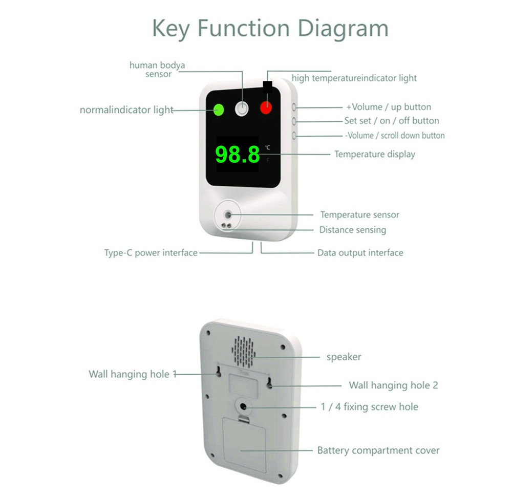 Thermometer Infrared Body, Forehead Automatic Non Contact Temperature Scanner