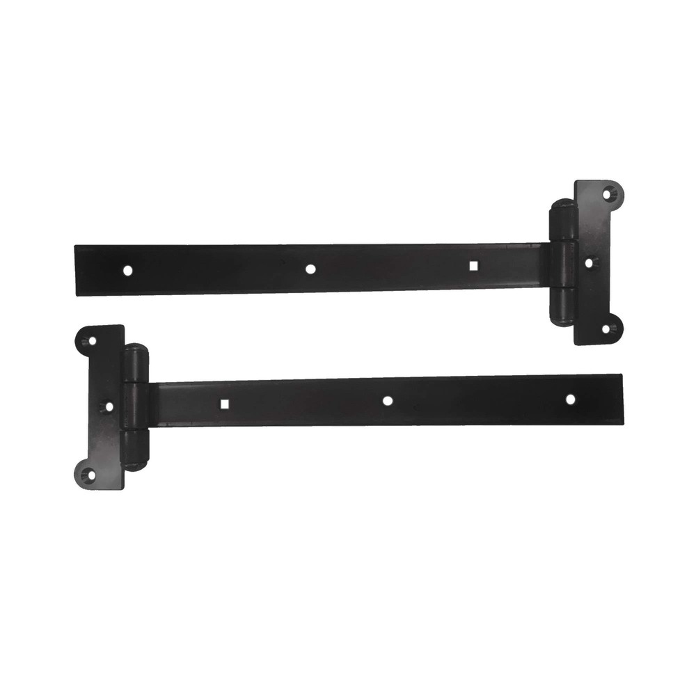 Nuvo Iron SH12BLK Black 12” Heavy Duty Rectangular Strap 2 Gate Hinge 12 Inch