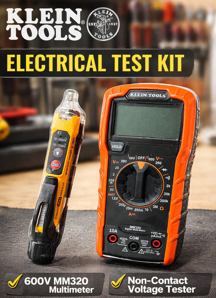 Klein Tools Electrical Test Kit MM320 Multimeter + NCVT Voltage Tester 25KIT1