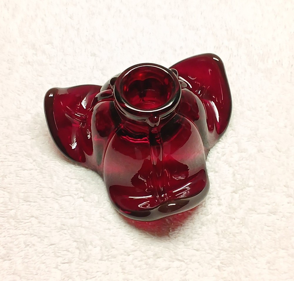 Vintage Duncan & Miller Ruby Red Glass American Leaf Candle Holder