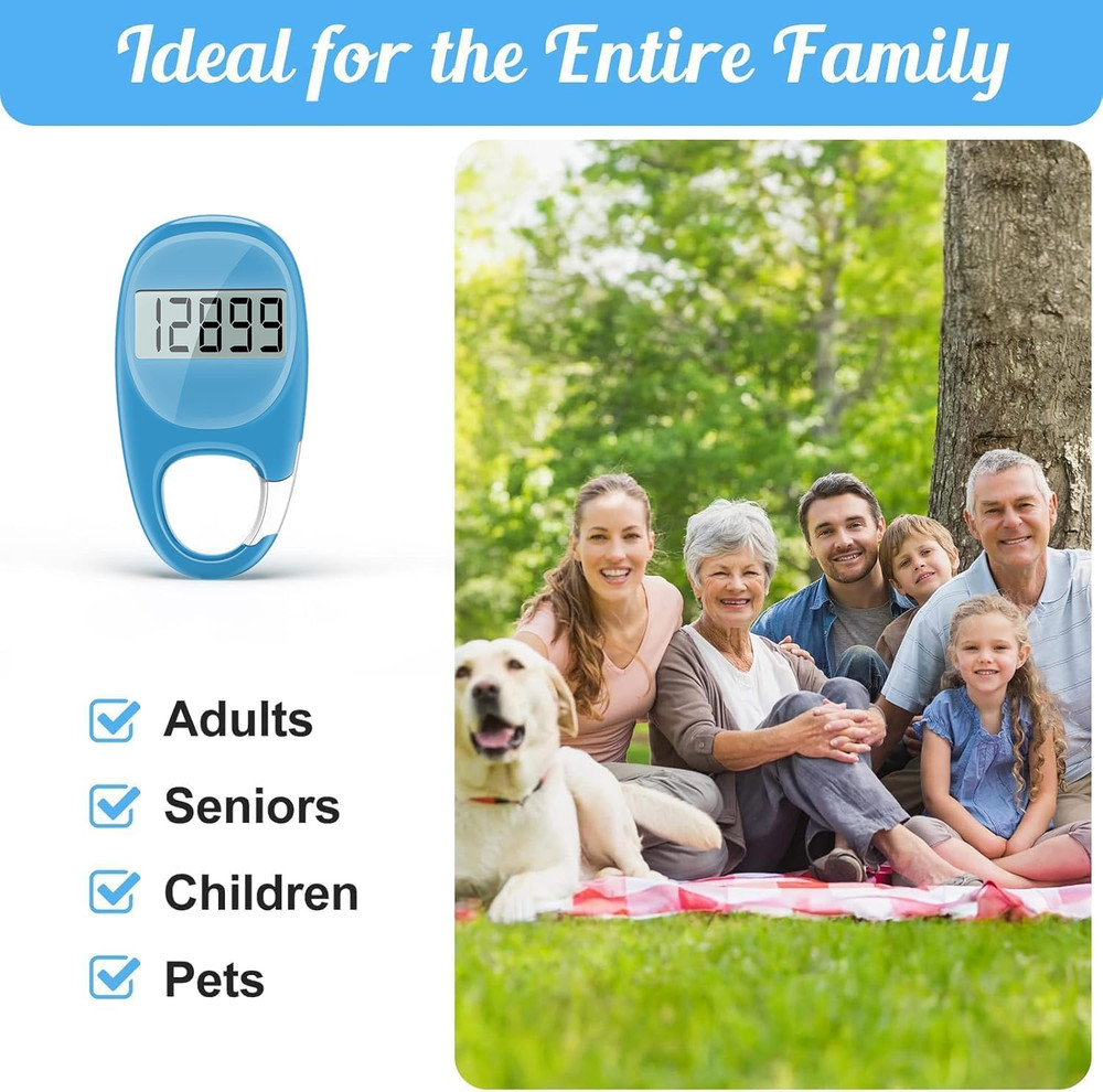 Simple Pedometer for Walking, Accurate Step Tracker with Carabiner, 3D Step Coun