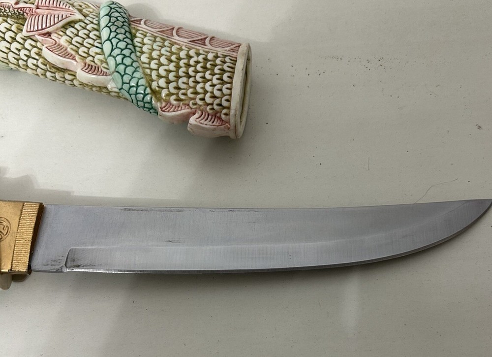DECORATIVE MULTI-COLORED CHINESE DRAGON HIDDEN DAGGER