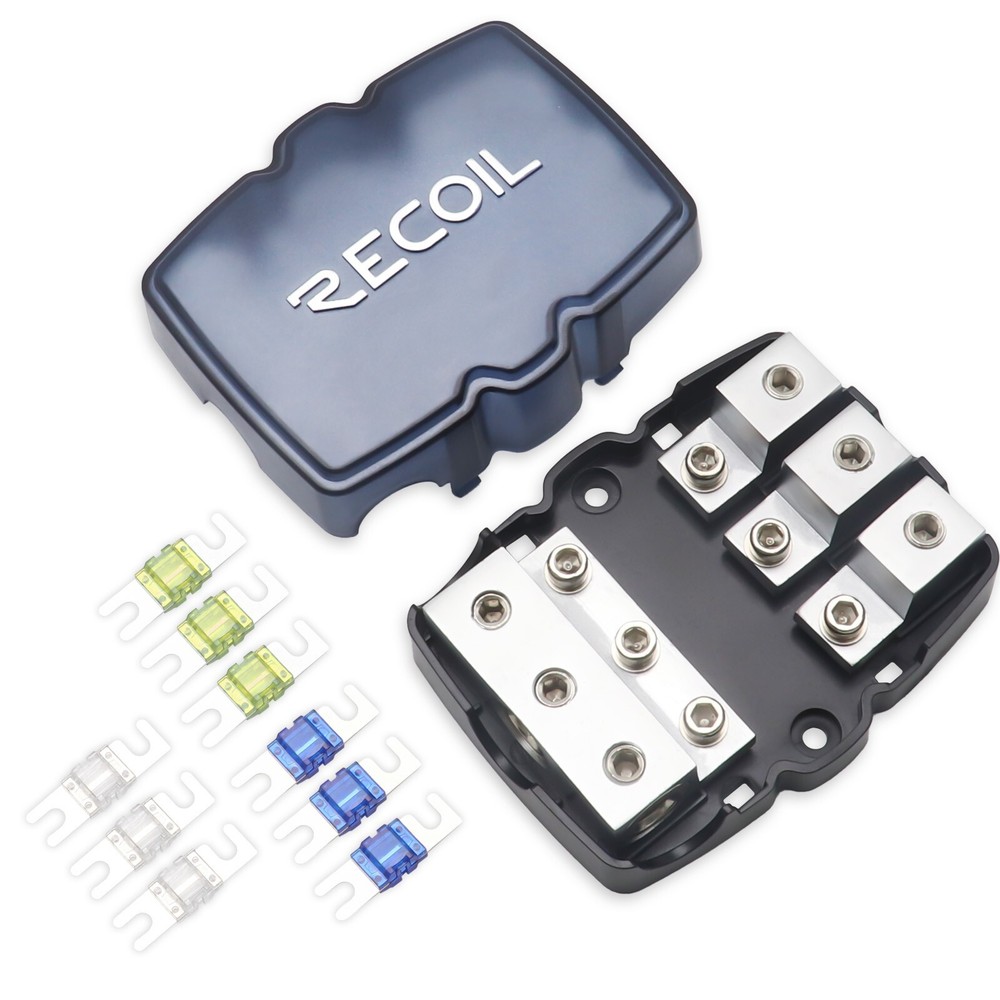 RECOIL MFH13 3-Way Mini-ANL Fused Distribution Block, Solid Brass