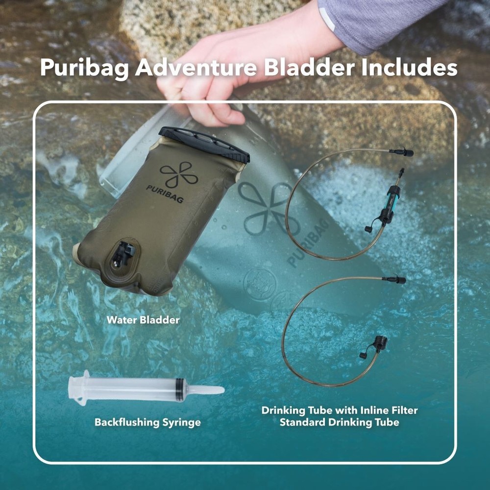 Puribag Adventure Bladder: 2 Liter Hydration Bladder with Filter
