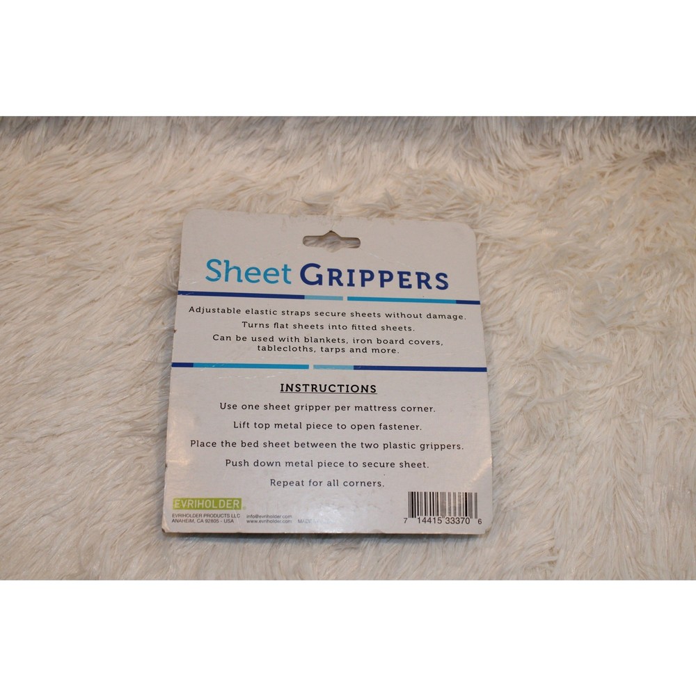 Evriholder Sheet Grippers Adjustable Bed Sheet Fasteners Straps 2 Pack 4-7”